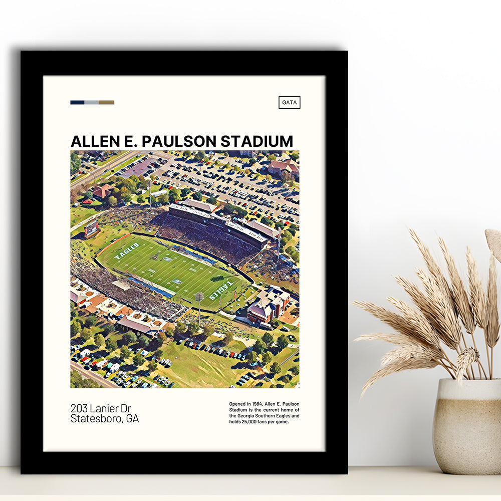 Allen E Paulson Stadium Print, Georgia Southern Eagles Stadium Art, Gifts for him, Sport Art, Framed Art Print Wall Decor