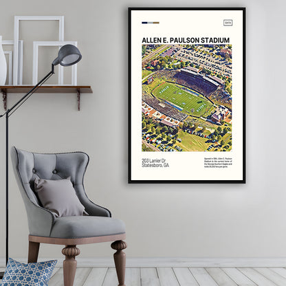 Allen E Paulson Stadium Print, Georgia Southern Eagles Stadium Canvas Art, Man Cave Gift, Floating Framed Canvas Print