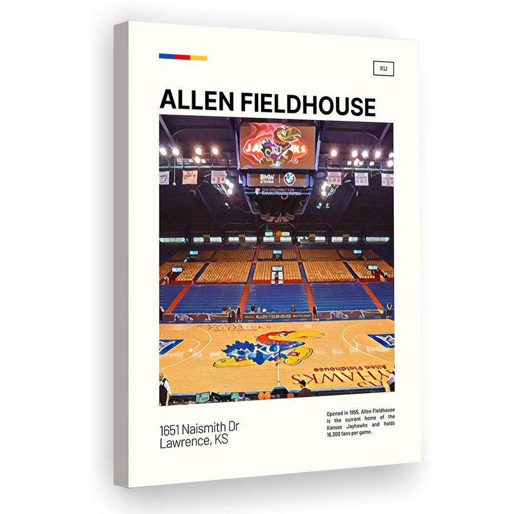 Allen Fieldhouse Print, Kansas Jayhawks Basketball Stadium Canvas Art, Fan Gifts, Sport Art, Canvas Print Wall Art