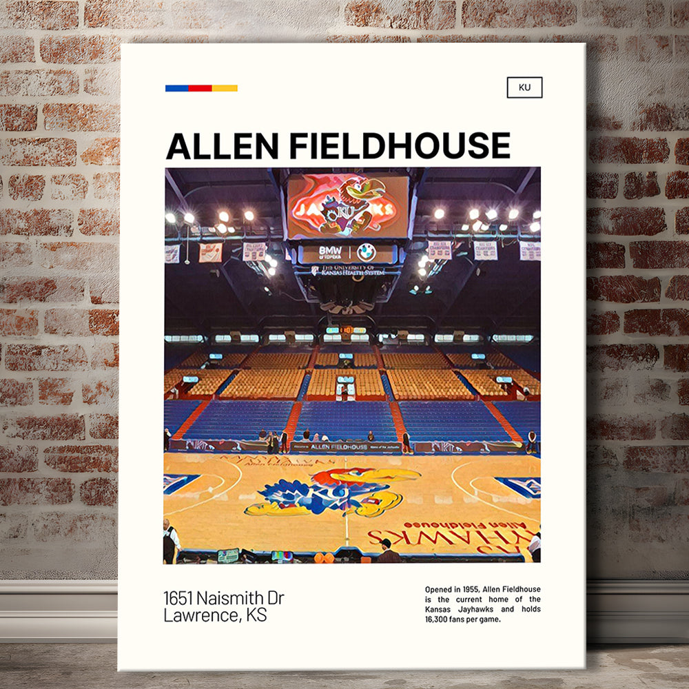 Allen Fieldhouse Print, Kansas Jayhawks Basketball Stadium Canvas Art, Fan Gifts, Sport Art, Canvas Print Wall Art