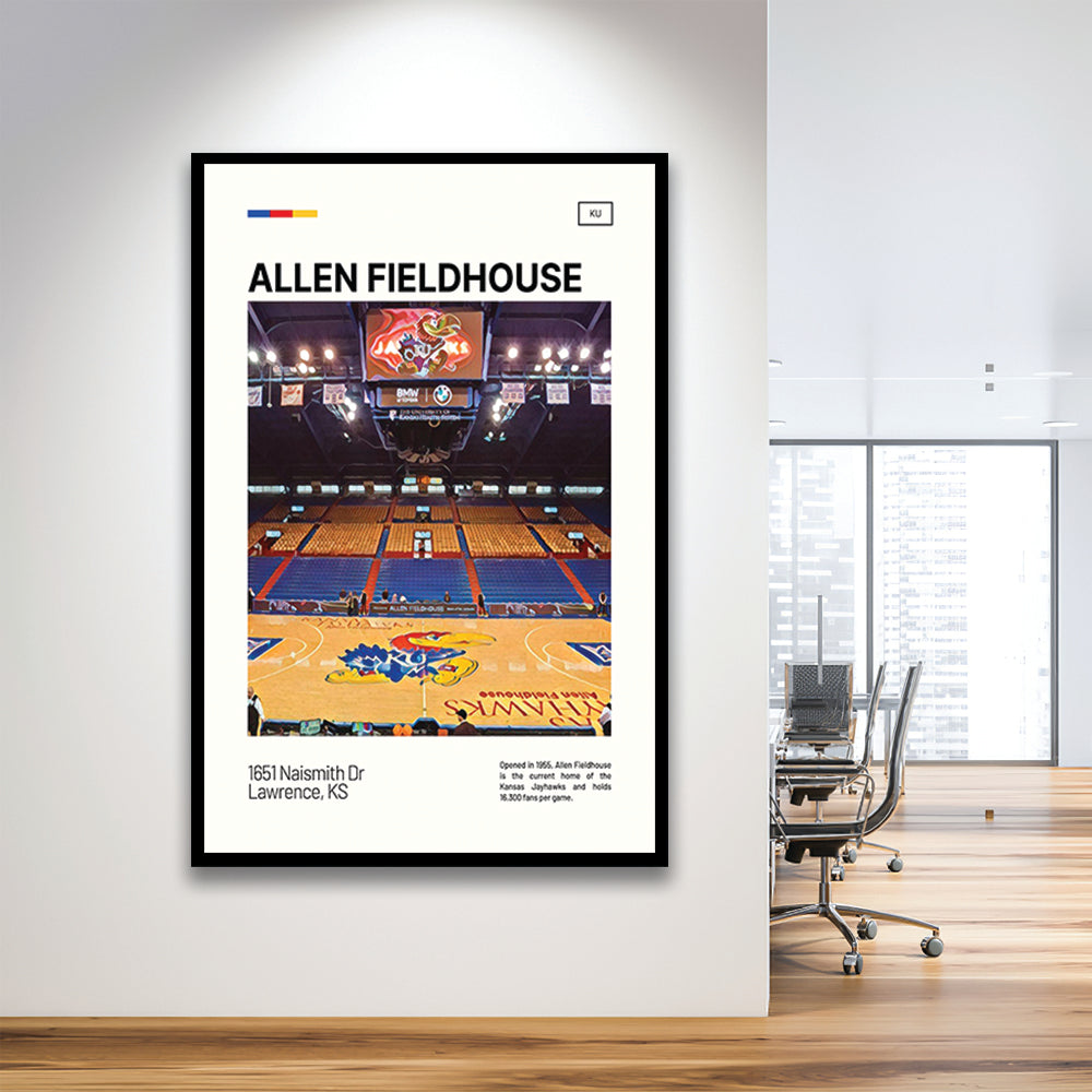 Allen Fieldhouse Print, Kansas Jayhawks Basketball Stadium Art, Gifts for him, Sport Art, Framed Art Print Wall Decor