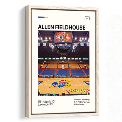 Allen Fieldhouse Print, Kansas Jayhawks Basketball Stadium Canvas Art, Man Cave Gift, Floating Framed Canvas Print