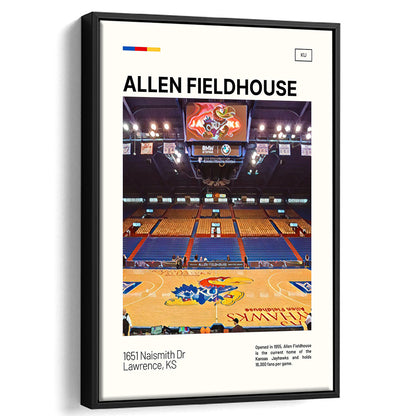 Allen Fieldhouse Print, Kansas Jayhawks Basketball Stadium Canvas Art, Man Cave Gift, Floating Framed Canvas Print