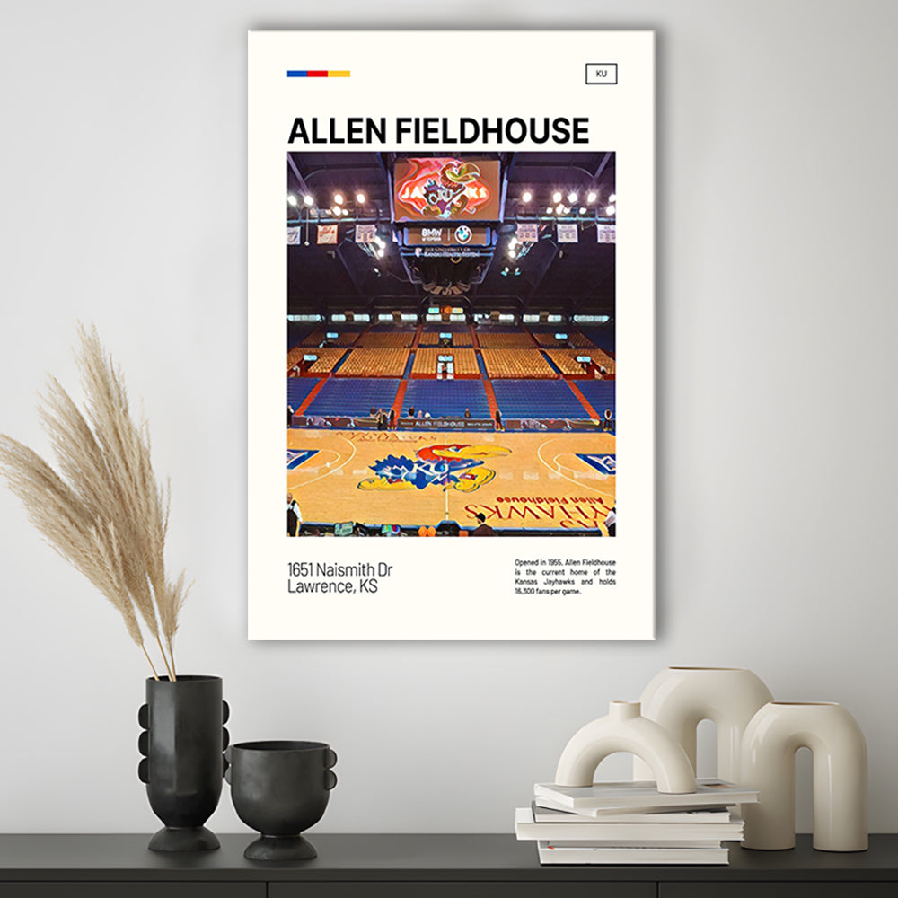 Allen Fieldhouse Print, Kansas Jayhawks Basketball Stadium Canvas Art, Fan Gifts, Sport Art, Canvas Print Wall Art