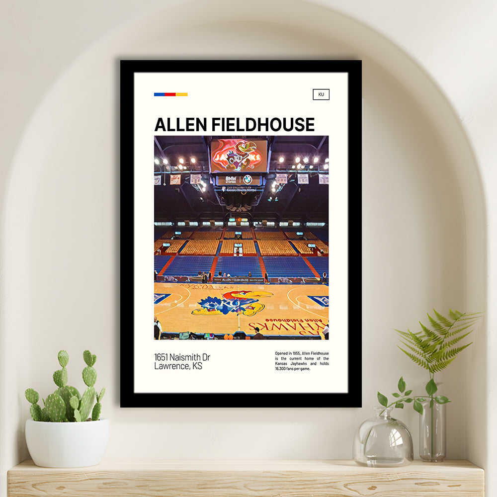 Allen Fieldhouse Print, Kansas Jayhawks Basketball Stadium Art, Gifts for him, Sport Art, Framed Art Print Wall Decor