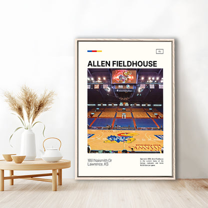 Allen Fieldhouse Print, Kansas Jayhawks Basketball Stadium Canvas Art, Man Cave Gift, Floating Framed Canvas Print