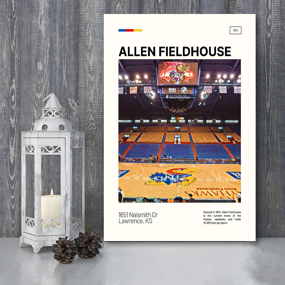 Allen Fieldhouse Print, Kansas Jayhawks Basketball Stadium Canvas Art, Fan Gifts, Sport Art, Canvas Print Wall Art
