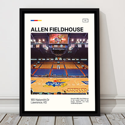 Allen Fieldhouse Print, Kansas Jayhawks Basketball Stadium Canvas Art, Man Cave Gift, Floating Framed Canvas Print