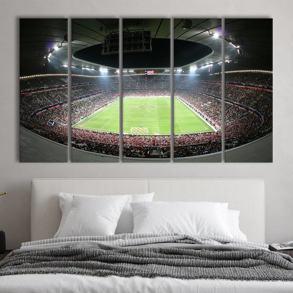 Allianz Arena Football Stadium, Stadium Canvas, Sport Art, 5 Panel B, Extra Large Canvas, Canvas Print Wall Art