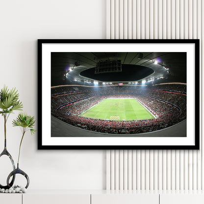Allianz Arena Football Stadium, Stadium Canvas, Sport Art, Gift for him, White Border Framed Art Print Wall Decor