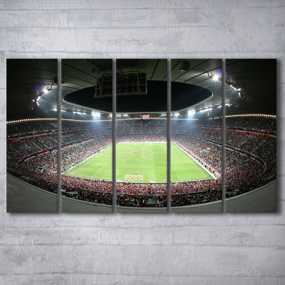 Allianz Arena Football Stadium, Stadium Canvas, Sport Art, 5 Panel B, Extra Large Canvas, Canvas Print Wall Art