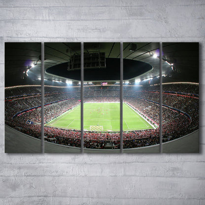 Allianz Arena Football Stadium, Stadium Canvas, Sport Art, 5 Panel B, Extra Large Canvas, Canvas Print Wall Art