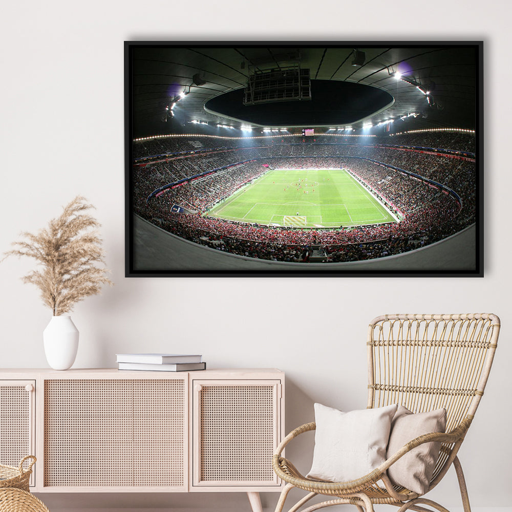 Allianz Arena Football Stadium, Stadium Canvas, Sport Art, Framed Canvas Print Wall Art, Floating Frame