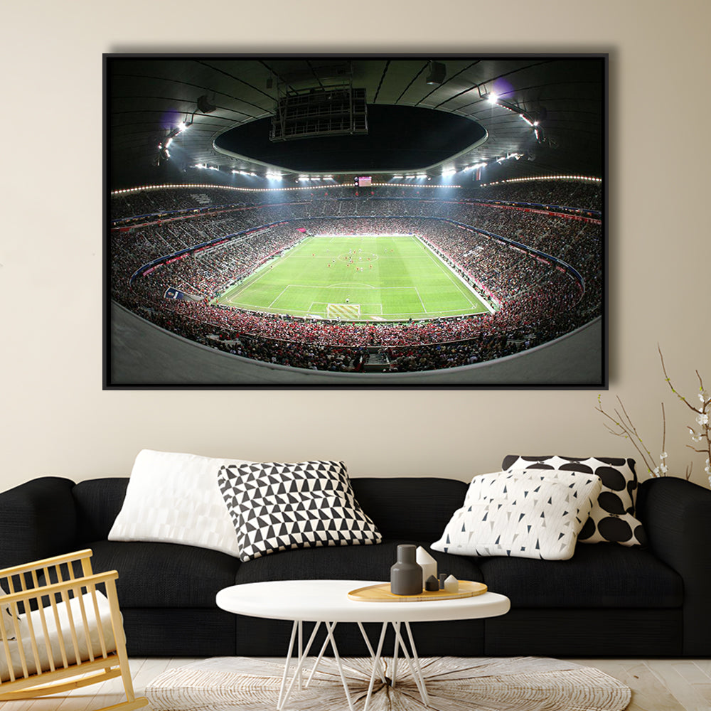Allianz Arena Football Stadium, Stadium Canvas, Sport Art, Framed Canvas Print Wall Art, Floating Frame