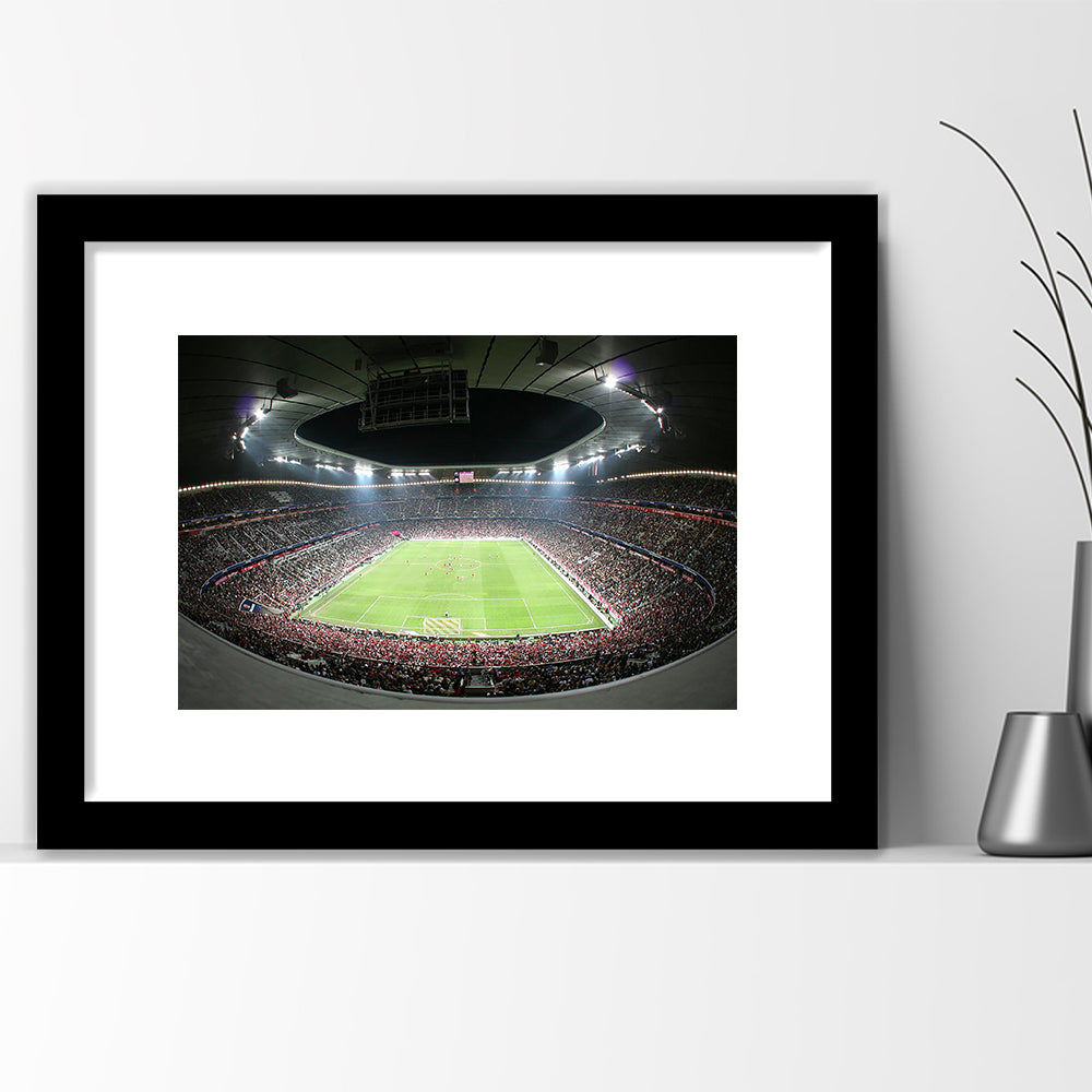 Allianz Arena Football Stadium, Stadium Canvas, Sport Art, Gift for him, White Border Framed Art Print Wall Decor