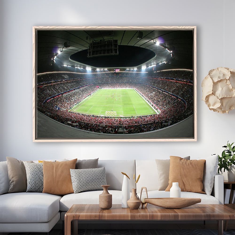 Allianz Arena Football Stadium, Stadium Canvas, Sport Art, Framed Canvas Print Wall Art, Floating Frame