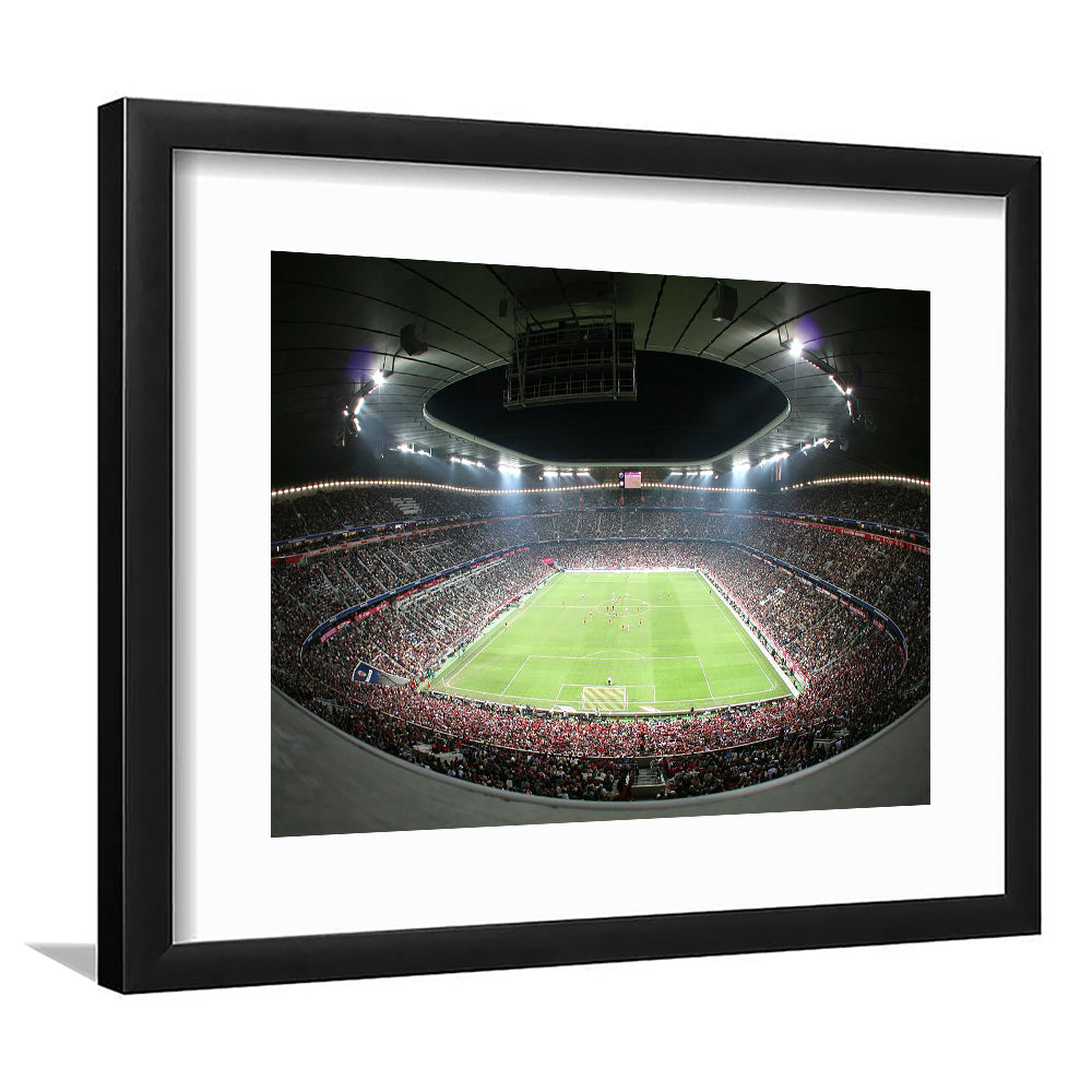 Allianz Arena Football Stadium, Stadium Canvas, Sport Art, Gift for him, White Border Framed Art Print Wall Decor