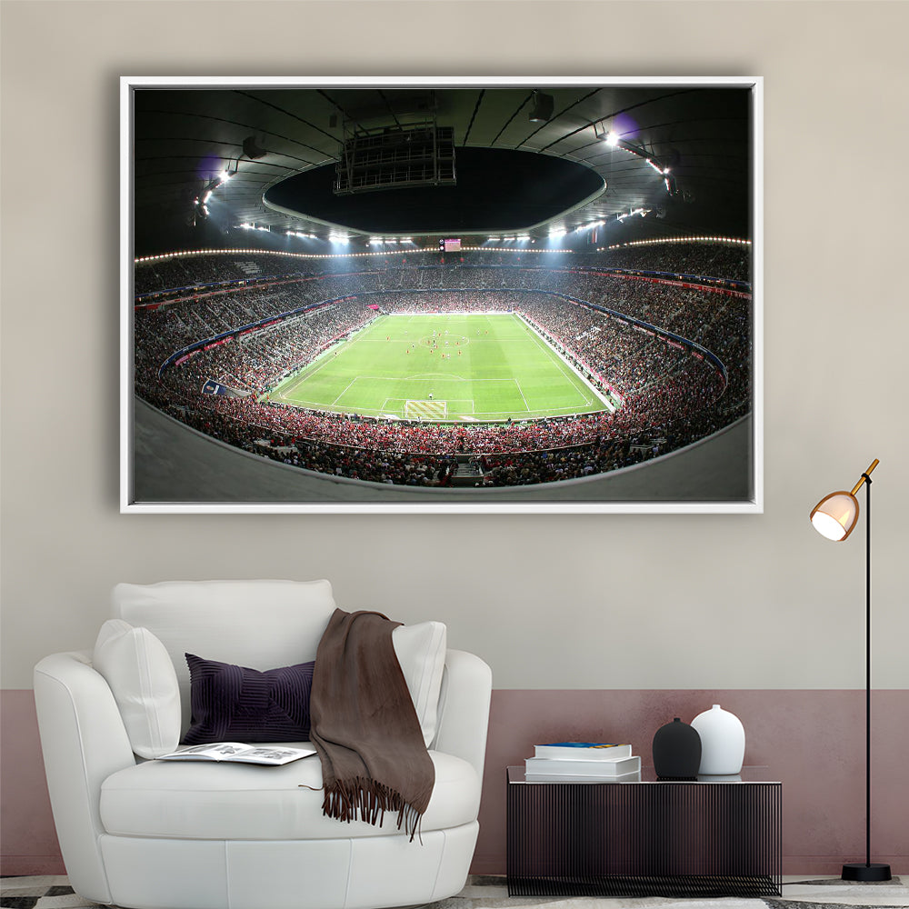 Allianz Arena Football Stadium, Stadium Canvas, Sport Art, Framed Canvas Print Wall Art, Floating Frame