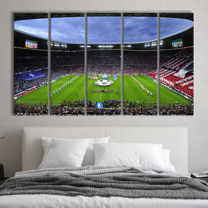 Allianz Arena Munich Germany, Stadium Canvas, Sport Art, 5 Panel B, Extra Large Canvas, Canvas Print Wall Art