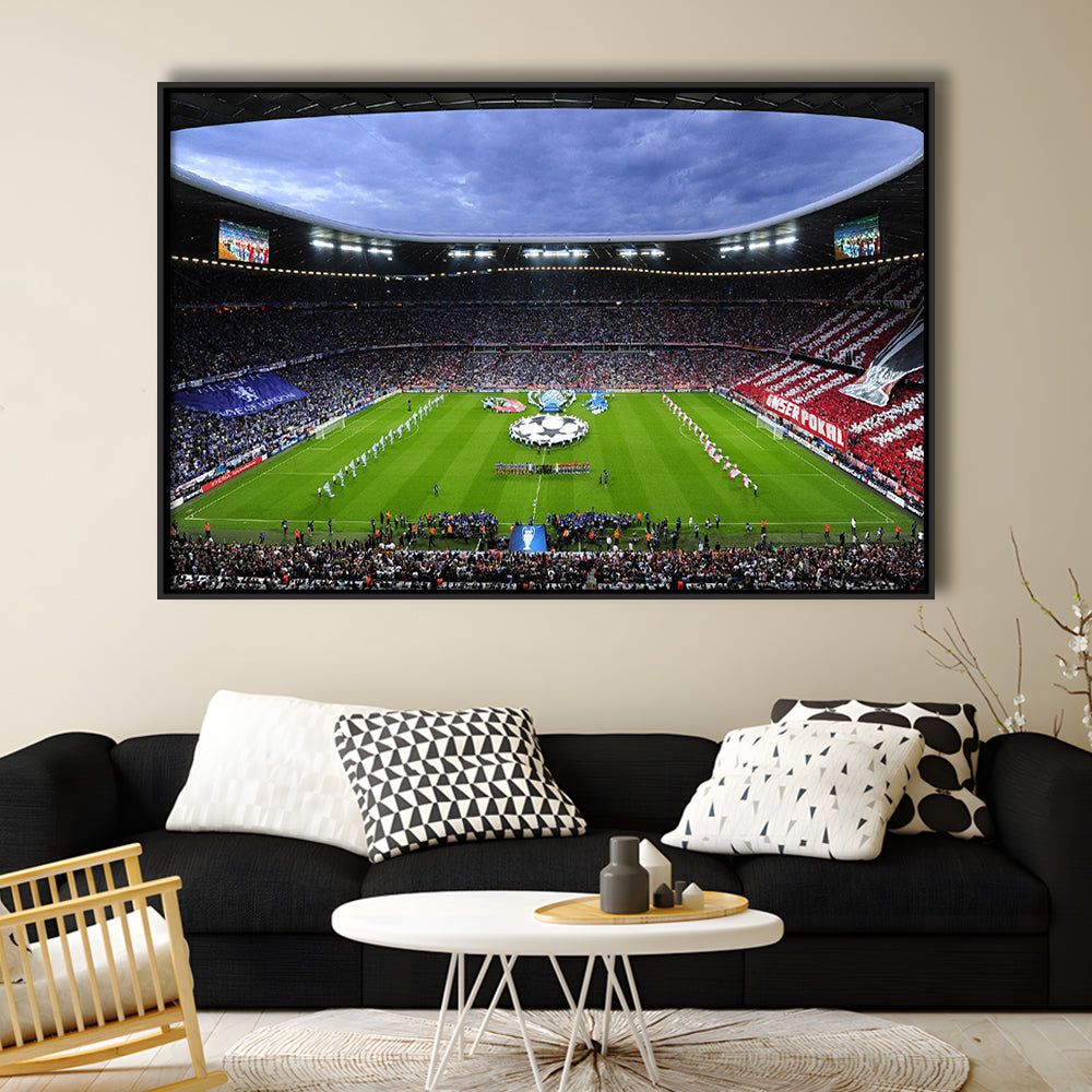 Allianz Arena Munich Germany, Stadium Canvas, Sport Art, Framed Canvas Print Wall Art, Floating Frame