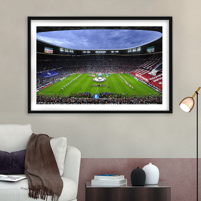 Allianz Arena Munich Germany, Stadium Canvas, Sport Art, Gift for him, White Border Framed Art Print Wall Decor