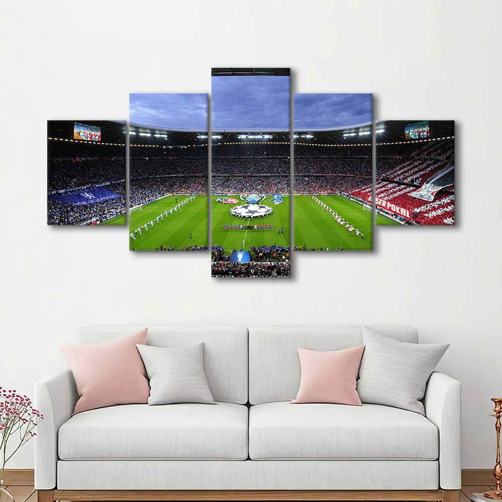 Allianz Arena Munich Germany, Stadium Canvas, Sport Art, Gift for him, 5 Panel, Large Canvas, Canvas Print Wall Art