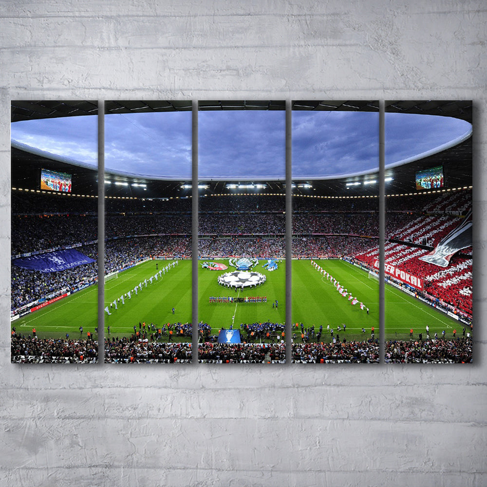 Allianz Arena Munich Germany, Stadium Canvas, Sport Art, 5 Panel B, Extra Large Canvas, Canvas Print Wall Art