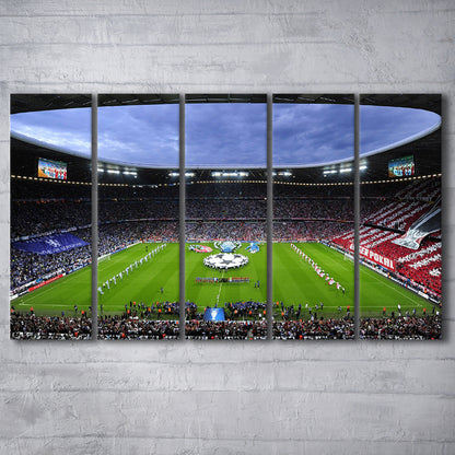 Allianz Arena Munich Germany, Stadium Canvas, Sport Art, 5 Panel B, Extra Large Canvas, Canvas Print Wall Art