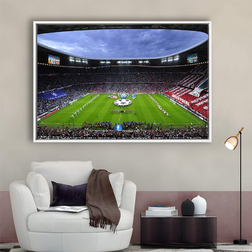 Allianz Arena Munich Germany, Stadium Canvas, Sport Art, Framed Canvas Print Wall Art, Floating Frame