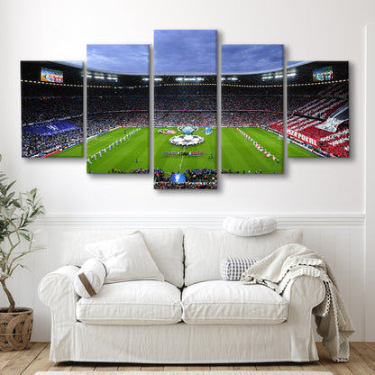 Allianz Arena Munich Germany, Stadium Canvas, Sport Art, Gift for him, 5 Panel, Large Canvas, Canvas Print Wall Art