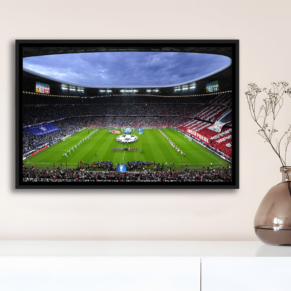 Allianz Arena Munich Germany, Stadium Canvas, Sport Art, Framed Canvas Print Wall Art, Floating Frame