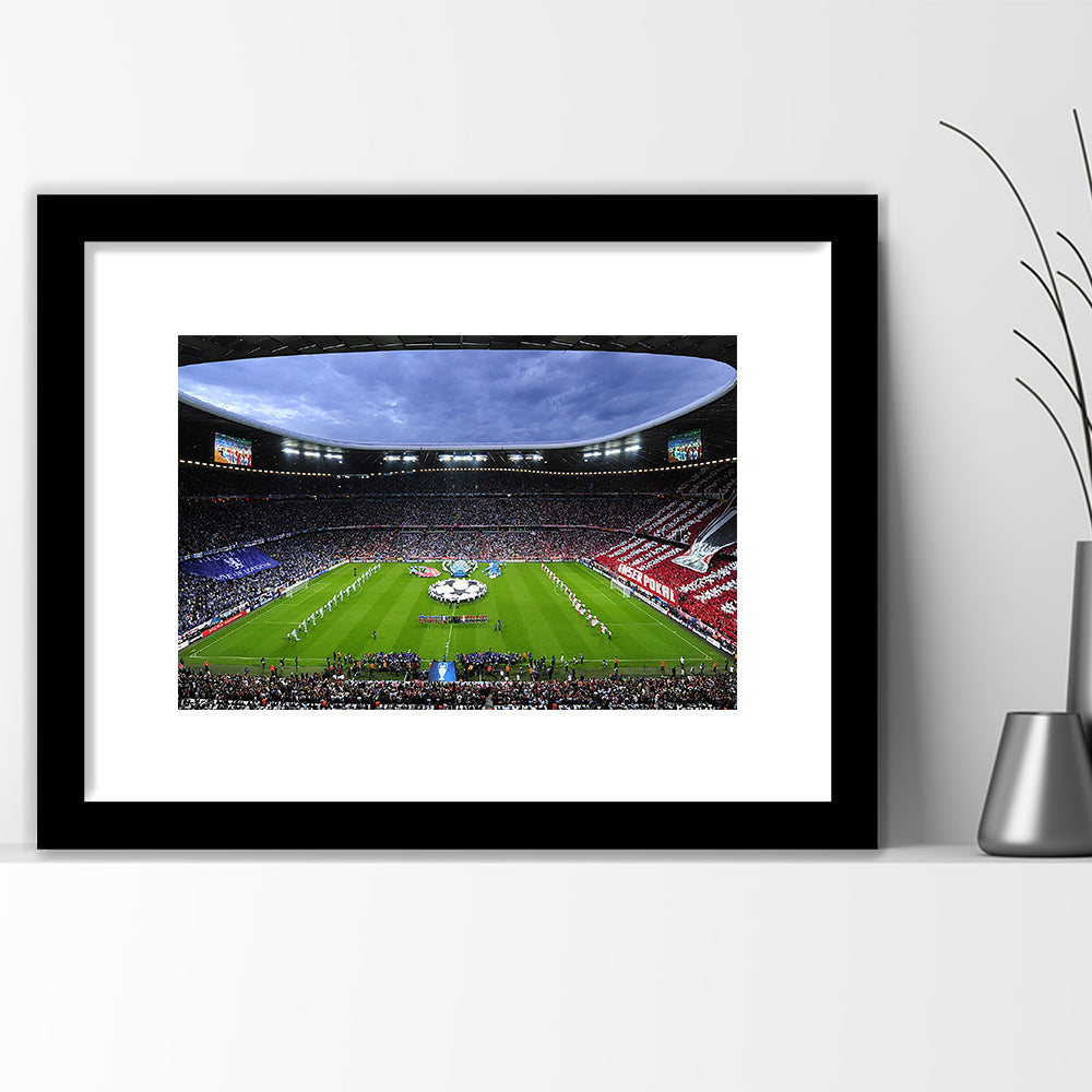 Allianz Arena Munich Germany, Stadium Canvas, Sport Art, Gift for him, White Border Framed Art Print Wall Decor