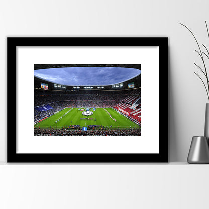 Allianz Arena Munich Germany, Stadium Canvas, Sport Art, Gift for him, White Border Framed Art Print Wall Decor