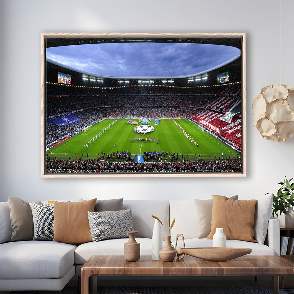 Allianz Arena Munich Germany, Stadium Canvas, Sport Art, Framed Canvas Print Wall Art, Floating Frame