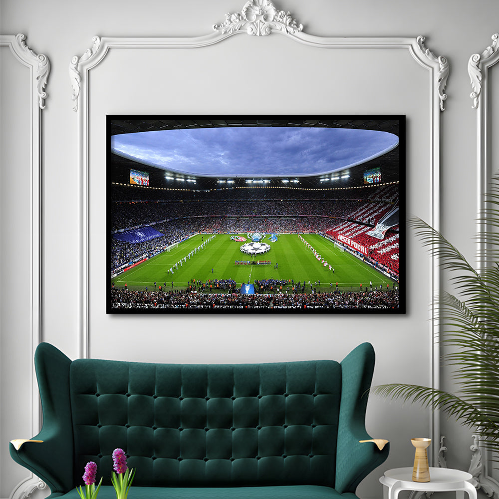 Allianz Arena Munich Germany, Stadium Canvas, Sport Art, Gift for him, Framed Art Print Wall Decor, Picture Framed