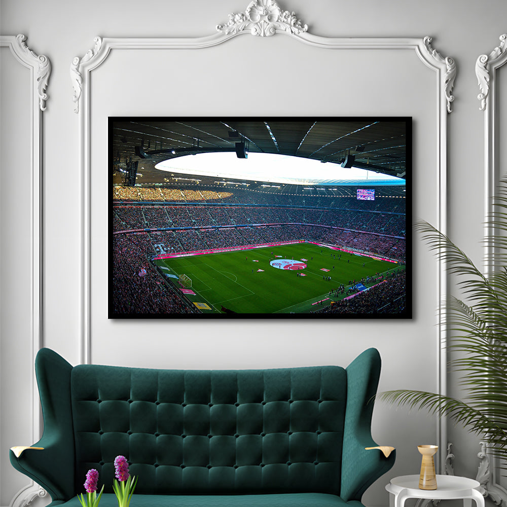 Allianz Arena Munich, Stadium Canvas, Sport Art, Gift for him, Framed Art Print Wall Decor, Picture Framed