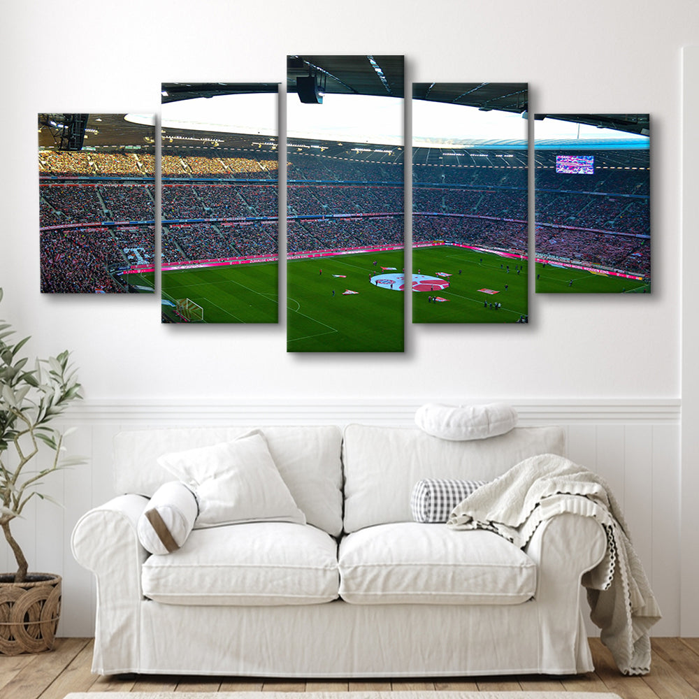Allianz Arena Munich, Stadium Canvas, Sport Art, Gift for him, 5 Panel, Large Canvas, Canvas Print Wall Art