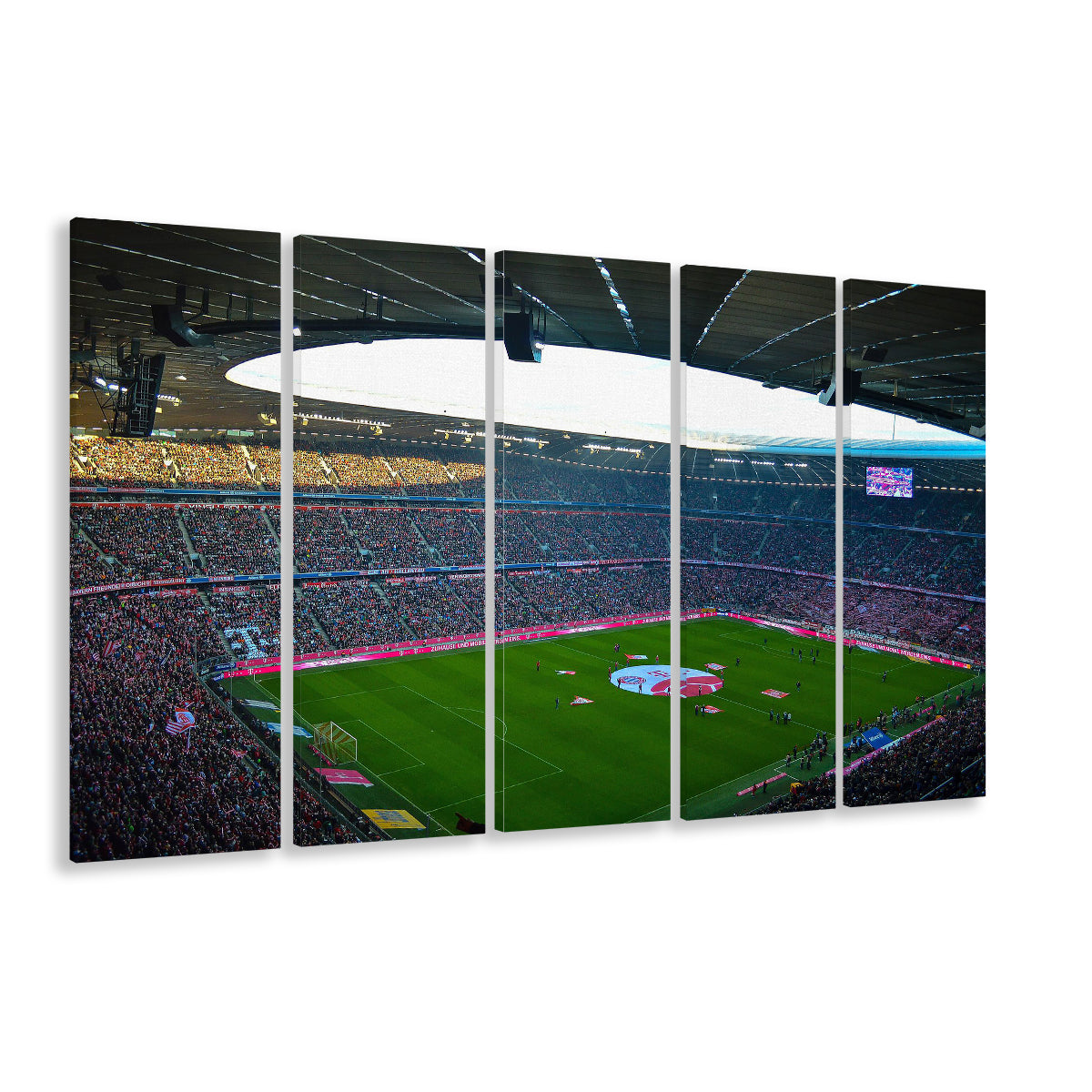 Allianz Arena Munich, Stadium Canvas, Sport Art, 5 Panel B, Extra Large Canvas, Canvas Print Wall Art