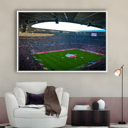 Allianz Arena Munich, Stadium Canvas, Sport Art, Framed Canvas Print Wall Art, Floating Frame