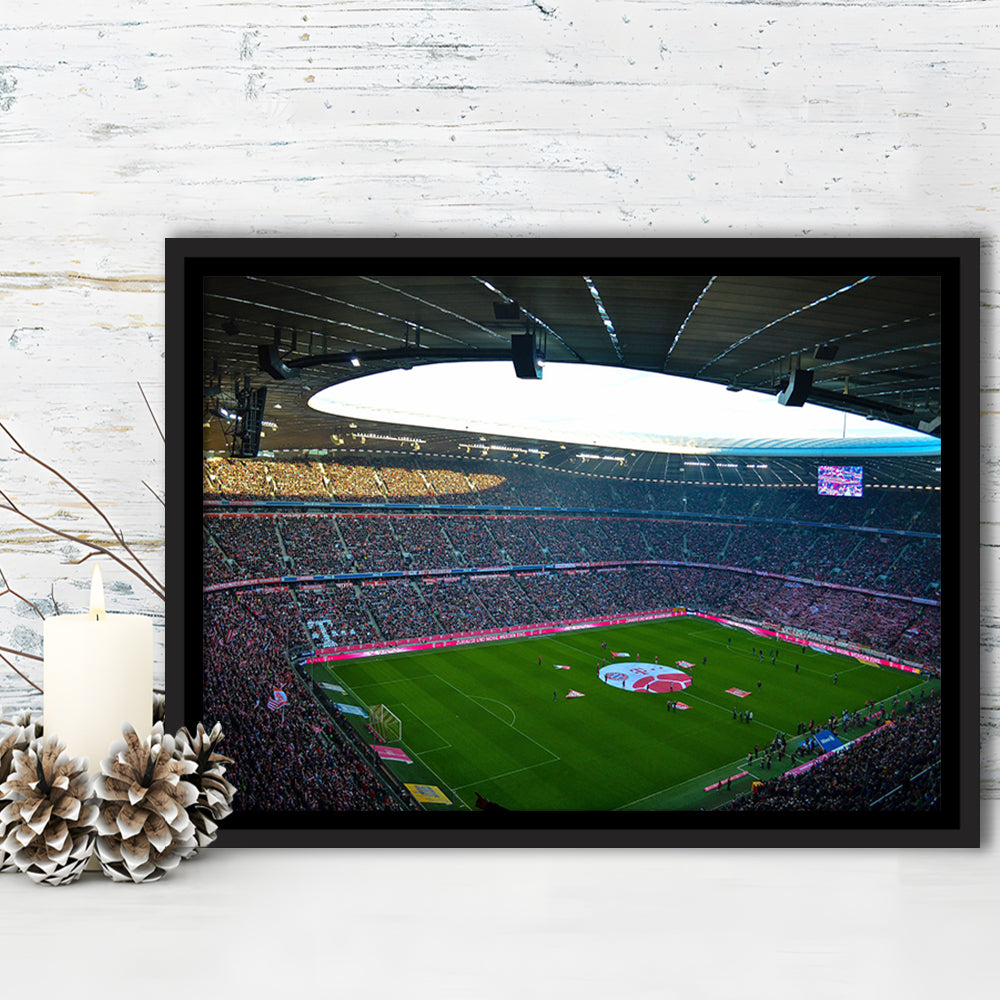 Allianz Arena Munich, Stadium Canvas, Sport Art, Framed Canvas Print Wall Art, Floating Frame
