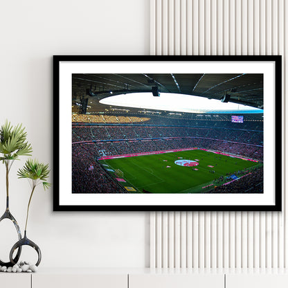 Allianz Arena Munich, Stadium Canvas, Sport Art, Gift for him, White Border Framed Art Print Wall Decor