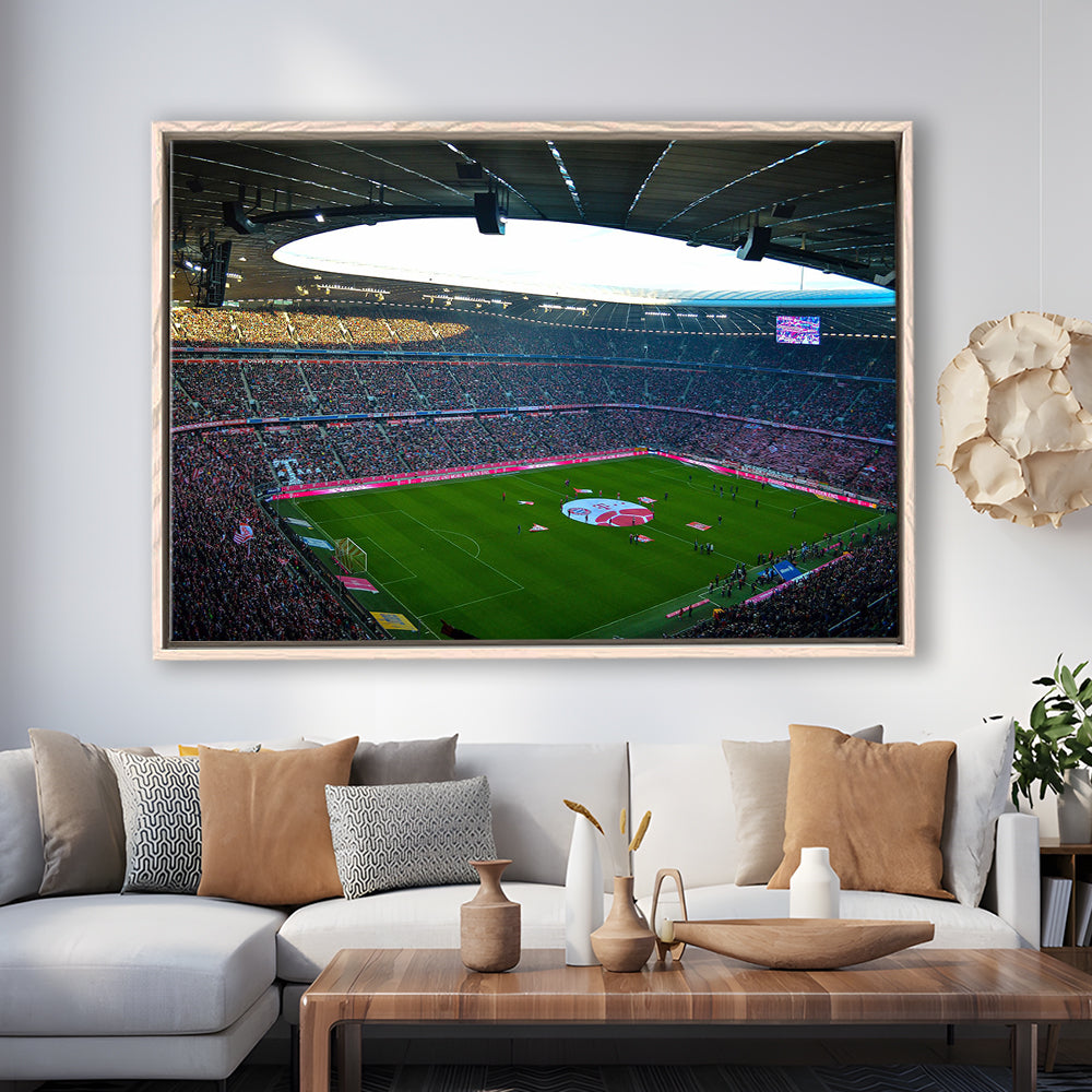 Allianz Arena Munich, Stadium Canvas, Sport Art, Framed Canvas Print Wall Art, Floating Frame