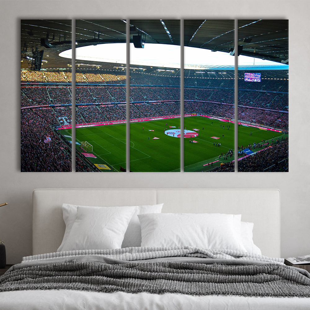 Allianz Arena Munich, Stadium Canvas, Sport Art, 5 Panel B, Extra Large Canvas, Canvas Print Wall Art