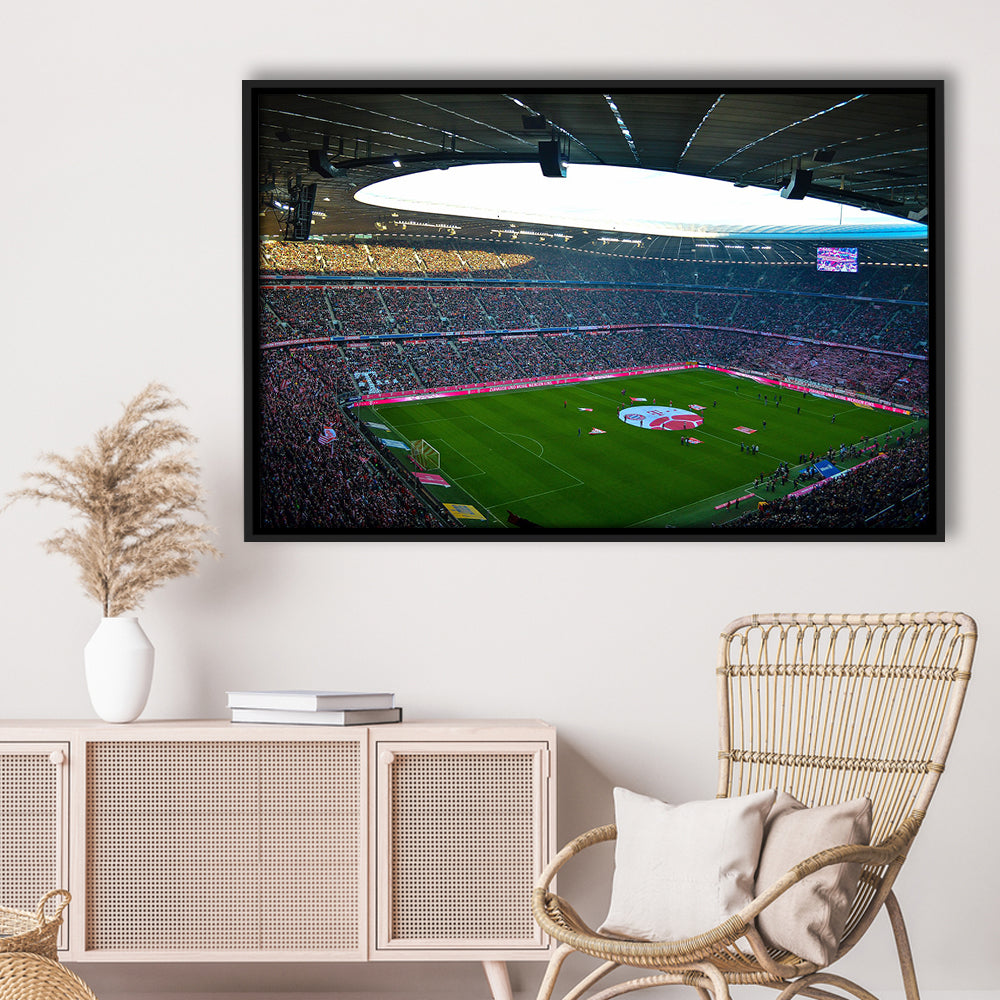 Allianz Arena Munich, Stadium Canvas, Sport Art, Framed Canvas Print Wall Art, Floating Frame
