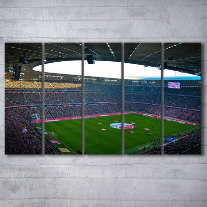 Allianz Arena Munich, Stadium Canvas, Sport Art, 5 Panel B, Extra Large Canvas, Canvas Print Wall Art