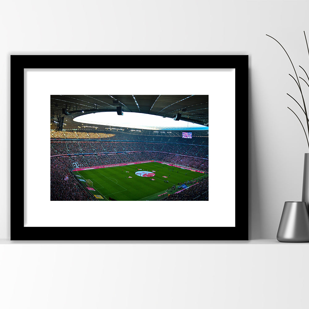 Allianz Arena Munich, Stadium Canvas, Sport Art, Gift for him, White Border Framed Art Print Wall Decor