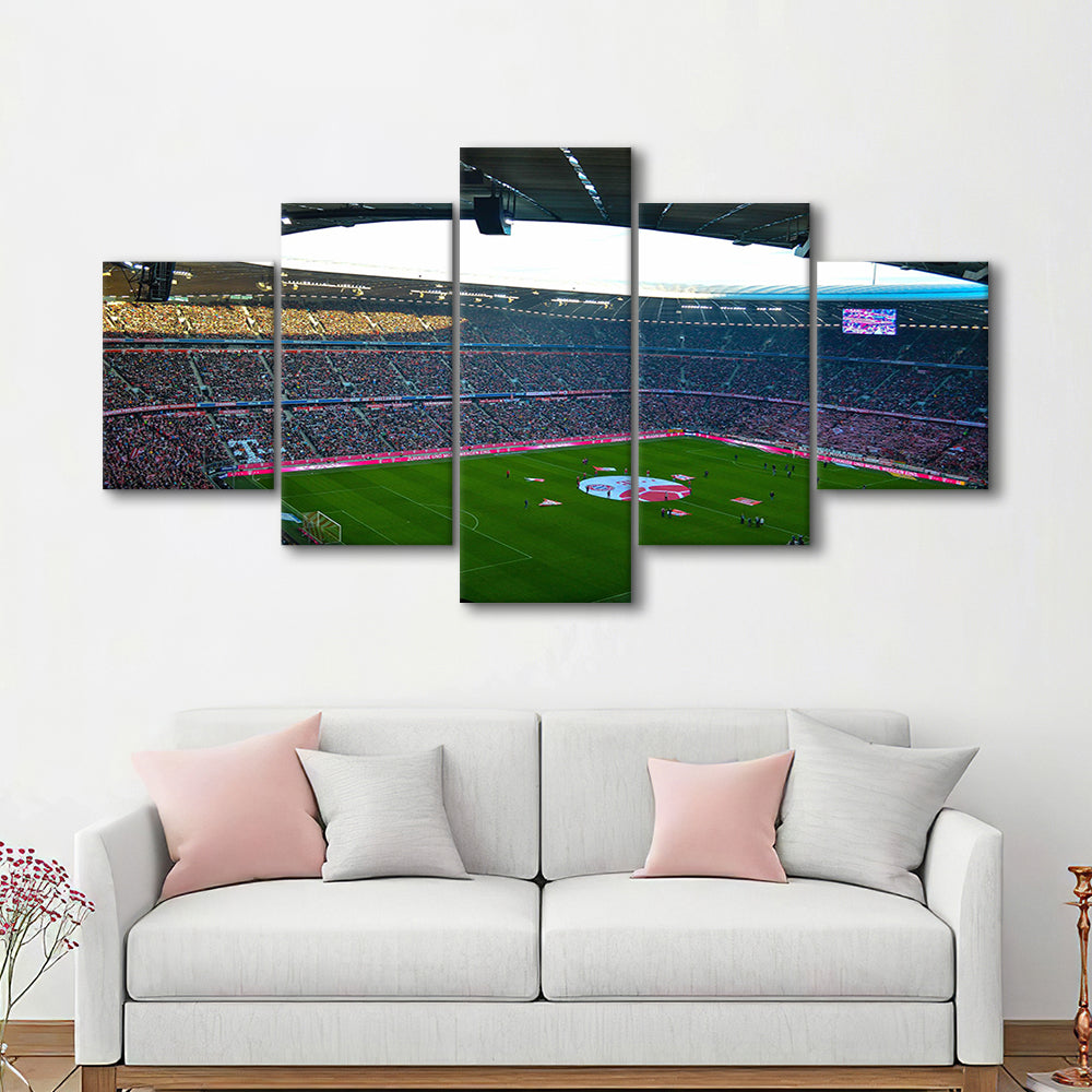 Allianz Arena Munich, Stadium Canvas, Sport Art, Gift for him, 5 Panel, Large Canvas, Canvas Print Wall Art
