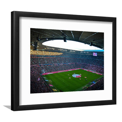 Allianz Arena Munich, Stadium Canvas, Sport Art, Gift for him, White Border Framed Art Print Wall Decor
