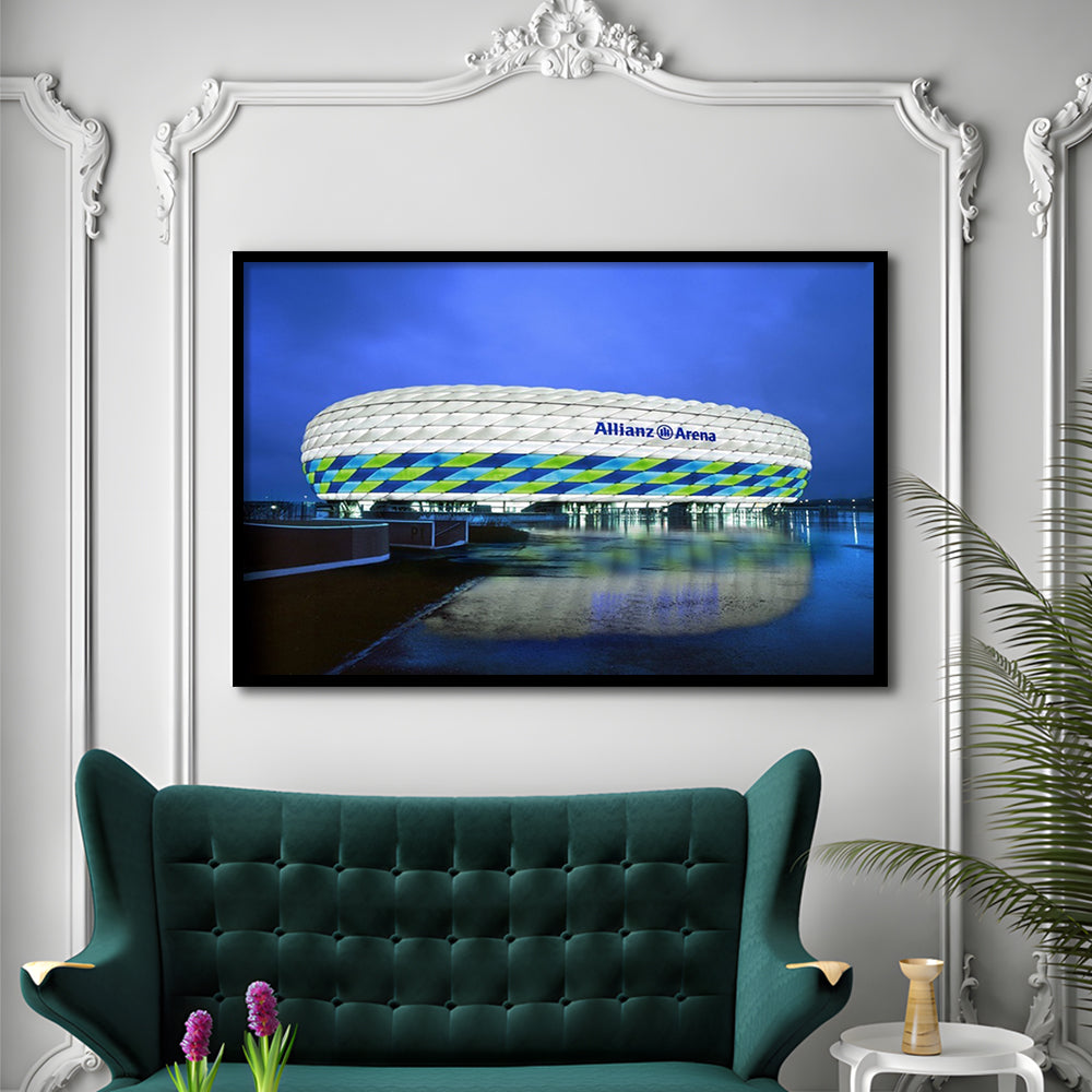 Allianz Stadium in Germany, Stadium Canvas, Sport Art, Fan Gifts, Framed Art Print Wall Decor, Picture Framed
