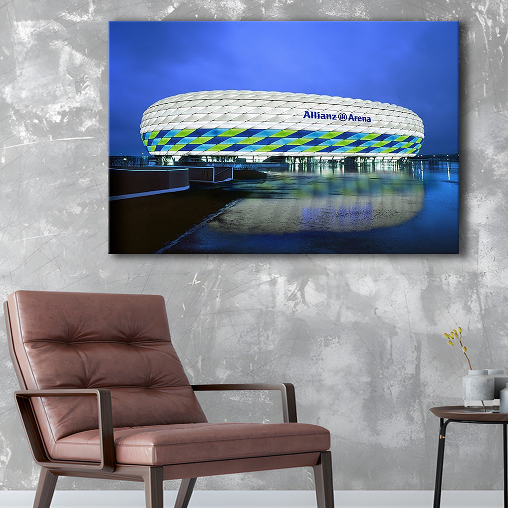 Allianz Stadium in Germany, Stadium Canvas, Sport Art, Fan Gifts, Man Cave Decor, Art Print, Canvas Print Wall Art